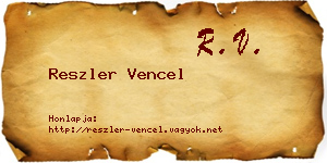 Reszler Vencel névjegykártya